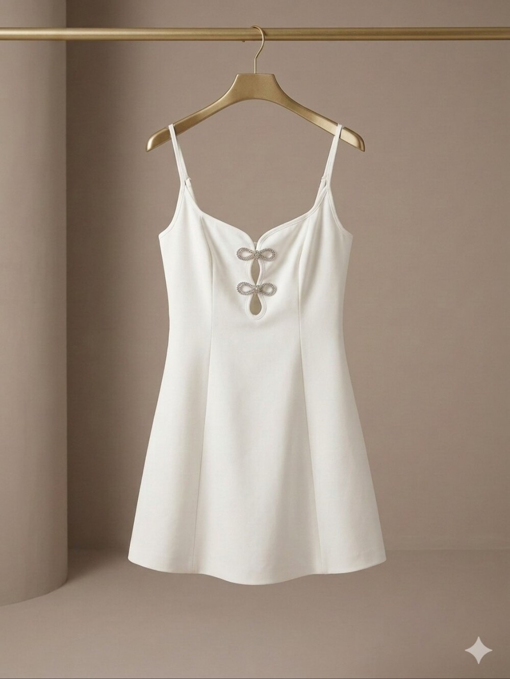 Brides Wedding Gianni Bini Summer Camisole Dress with Rhinestone Bow Accents